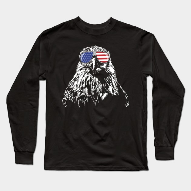 Proud Patriotic Bald Eagle Long Sleeve T-Shirt by wilsigns